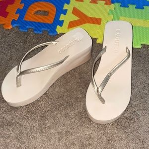 Nude wedge flip flop